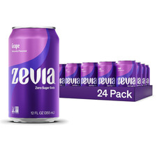 Zevia Zero Sugar Soda, Grape, 12 Oz Cans 24-Pack Naturally Sweetened, Zero C