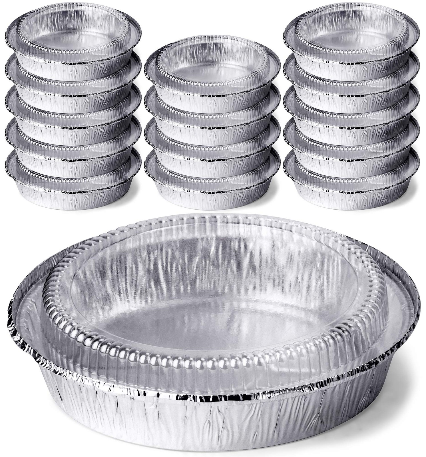14 Round Aluminum Pans with Dome Lid 9Inch Heavy Duty Tin Foil Pans Perfect for