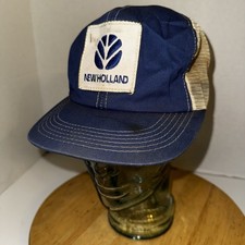 Vintage New Holland Blue & White Adjustable Snapback Hat Made In USA K Products