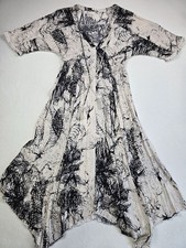 En Crème Womens Black & White Abstract Print Midi Maxi Dress S Boho