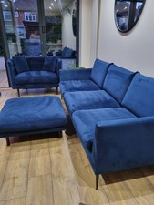 3 seater sofa 2 seater love chair amd footstool from Swoon. Retails at ยฃ2800+