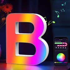 Light Up Marquee Letter - Music Sync RGB Color Changing LED Lights Logo Game ...