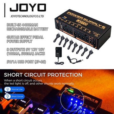 JOYO Rechargeable Battery Pedal Power Supply for Guitar Effect Pedals USB Output