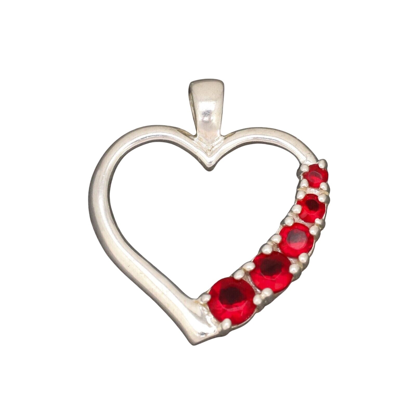 Simulated Lab Created Ruby Heart Pendant | Vintag… - image 1