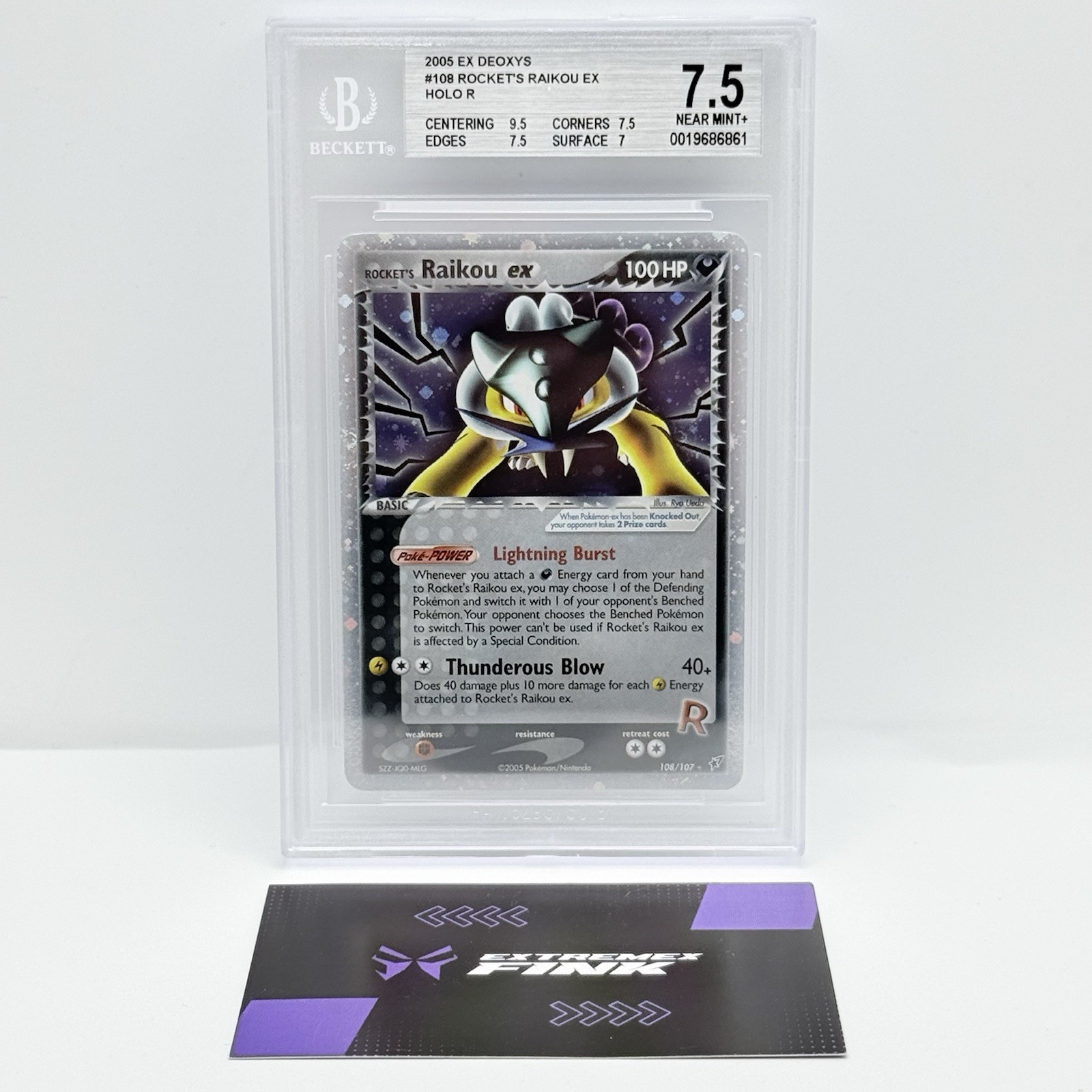 POKEMON ROCKET‘S RAIKOU EX 108/107 CARD - ENG - EX DEOXYS - BECKETT BGS 7.5