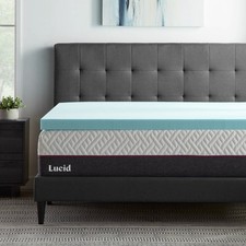 Lucid Cooling Gel and Aloe Plush Memory Foam Mattress Topper, 3 in Thickness,