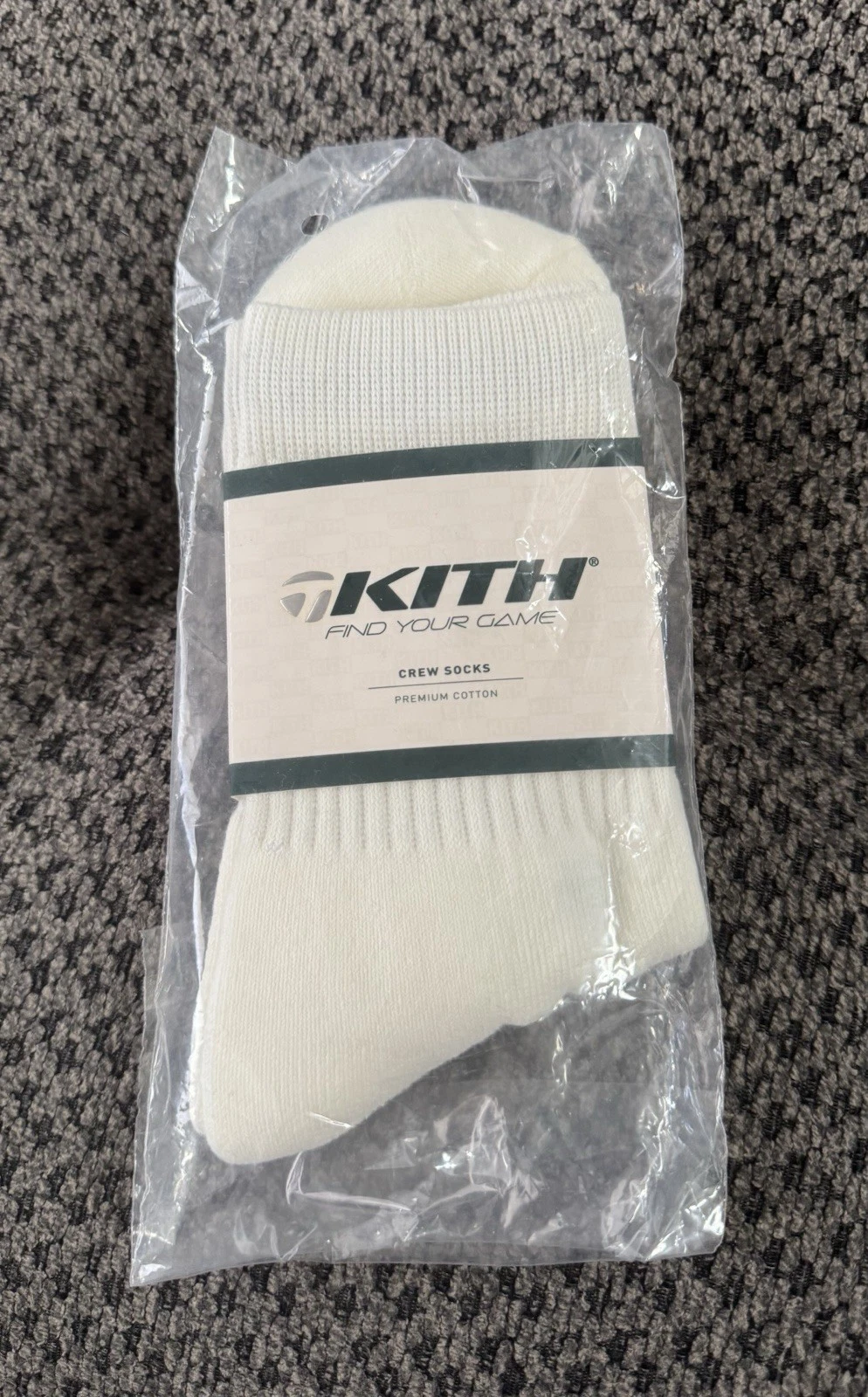 KITH for TaylorMade Mens Silk Beige Mid Length Crew Socks Cotton Blend SS24 Golf