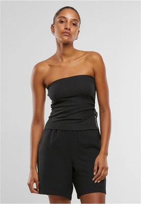 Urban Classics Top Damen Ladies Waffle Pique Bandeau Top schwarz Basics
