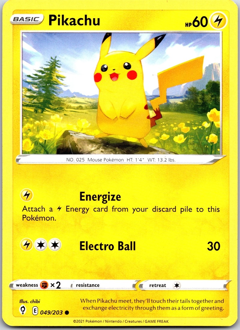 Pikachu Common SWSH07: Evolving Skies 049/203 NM