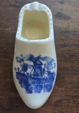 Vintage Delfts Blue Ceramic Dutch Clog Shoe Hand Painted Blue Planter /TAWAIN