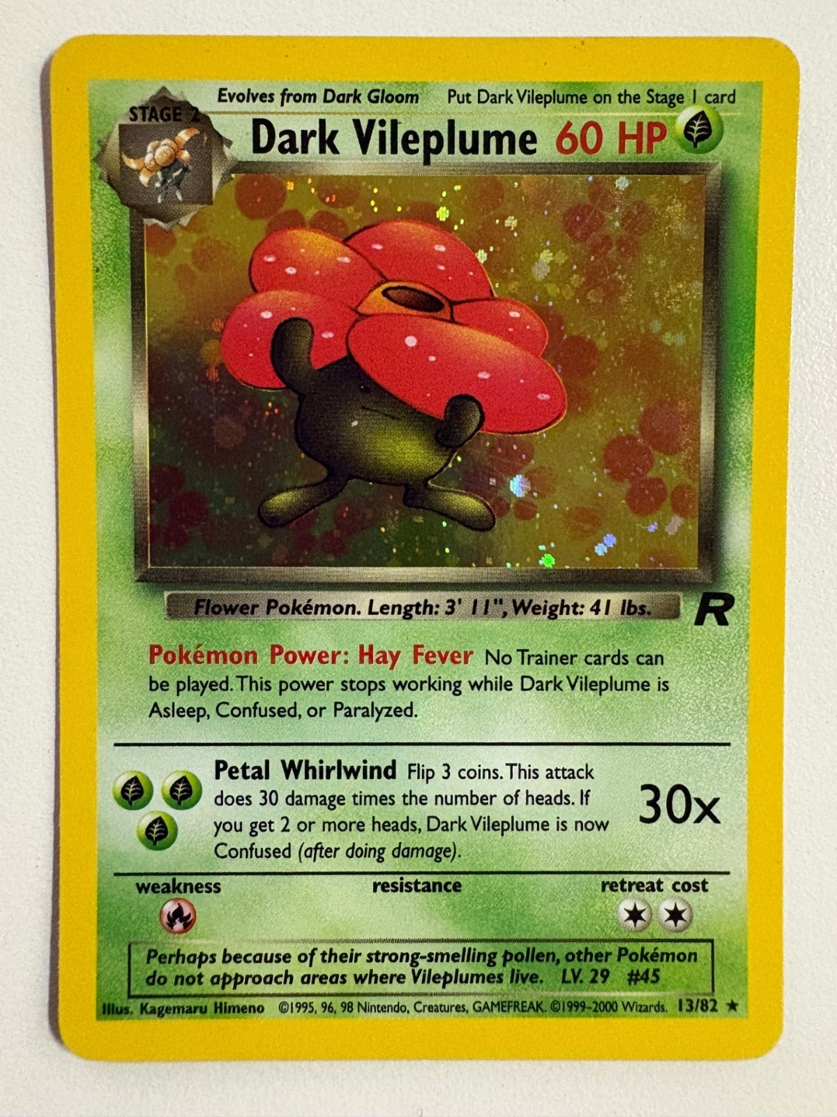 Pokemon TCG 2000 Team Rocket Holo Rare Dark Vileplume (13/82) - NM