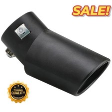 Car Exhaust Pipe Tip Muffler Rear Tail Throat Stainless Steel Round Black Bent