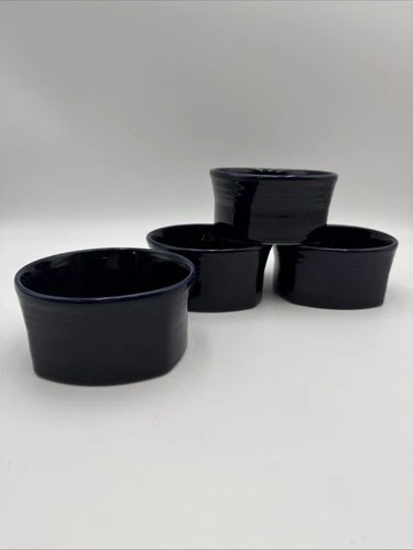 Homer Laughlin Fiesta Ware Square Bottom Soup Cereal Bowls Cobalt USA Set of 4