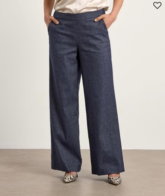 TKY Japan Hose,Marlenestil, Gr: M/ 38, Leinenmischung, Rawy, Demin-Hose, blau