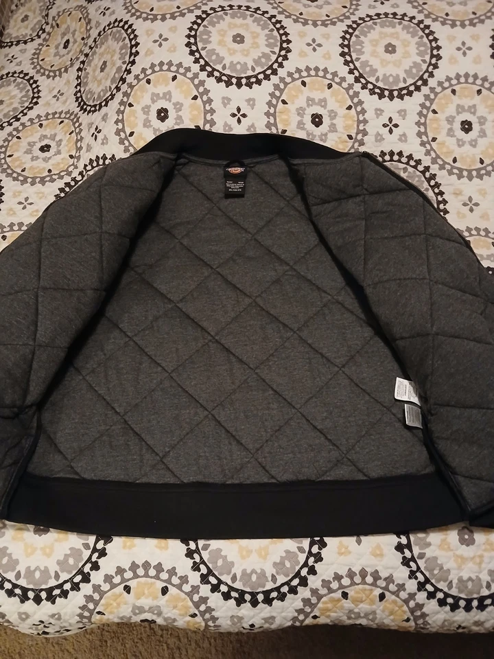 Chaqueta de nailon acolchada con diamantes Dickies para hombre negra/gris XXL genuina cremallera completa Foto 2 de 4