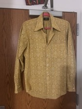 VTG Towncraft Penn Prest Long Sleeve Paisley Button Size MED 60s 70s 15 -15 1/2
