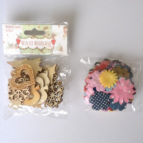 Bundle Scrapbooking Cardmaking Winter Woodland Paper Flower Sentiments Toppers
