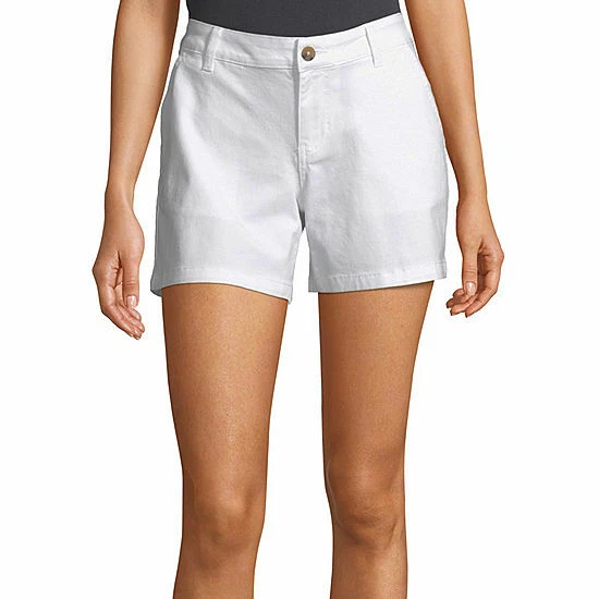 a.n.a. Women s Mid Rise Twill Chino Shorts Size 18 Solid White NEW