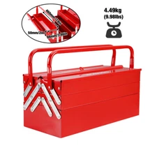 NEW 18-inch Metal Tool Box Cantilever Folding Storage Box 3-Layer Tool Organizer