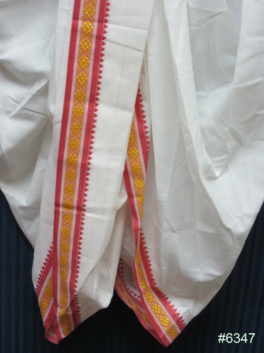 Dhoti 413 Pandit Dhoti White Yellow Cotton Men's Dhoti Dhoti Kurta Dhoti PARNA - Picture 25 of 25