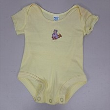 Vintage Carter's NB Newborn Up To 11 Lbs Bodysuit Pastel Yellow Cat Made In USA
