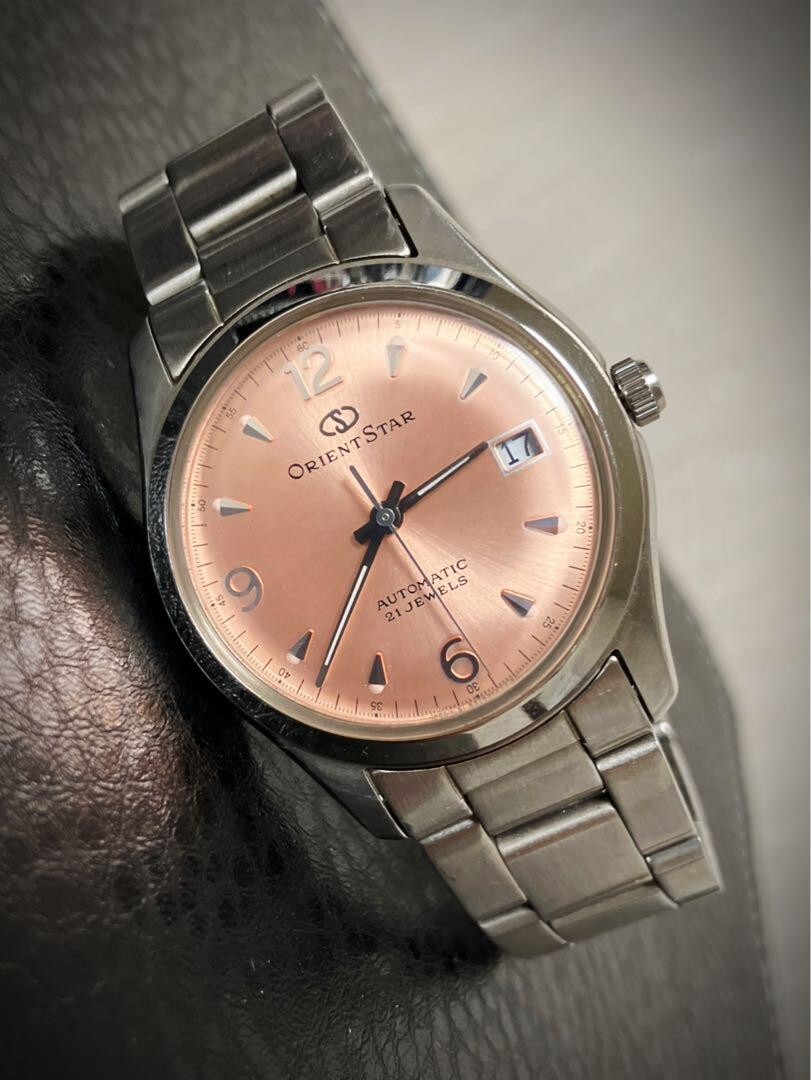 (A011712)ORIENTSTAR 597302 70 オリエントスター Orient Star 597302-70 Salmon Pink Dial Automatic Watch Japan