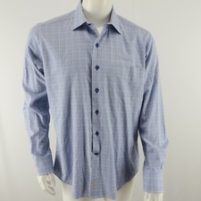 David Donahue Button Up Shirt Mens Large Blue 100 Cotton