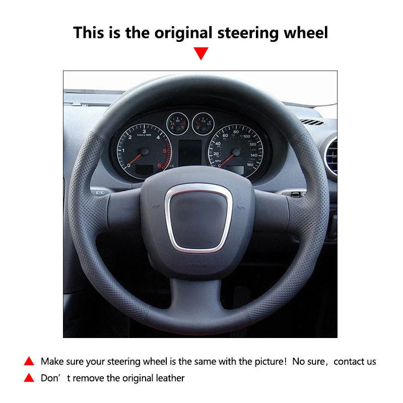 SUEDE Steering Wheel Leather Cover For Audi A3 A4 Seat Exeo 2009 2010 2011 2012 - Imagem 2 de 4