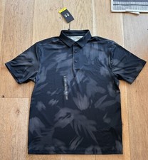 NWT Men  s Small Under Armour Black Playoff 2.0 Printed Polo Shirt 1377297 70