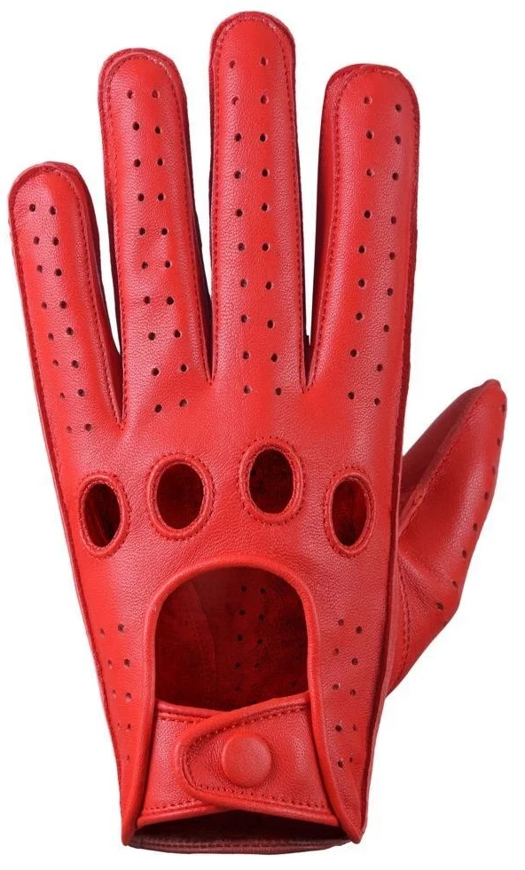 MEN LEATHER GLOVES RED COLOR SIZE LARGE WITH SHEEPSKIN