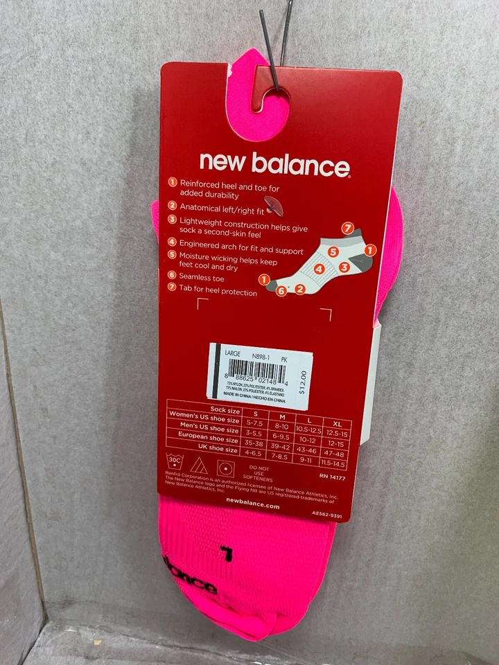 Новый баланс легкий вкладка работает носки анатомический мужской/женский большой розовый - Изображение 2 из 2