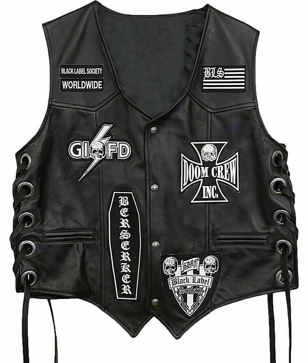 Zakk Wylde Black Label Society Genuine Leather Vest Jacket For Men