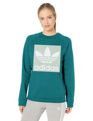 adidas Originals ESF11077 Womens Trefoil Crewneck Sweatshirt, Noble Green,  Small