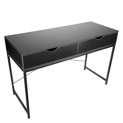 Interior Elements Home Office Modern Computer Desk with Drawers, Black, 47.5''