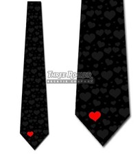 Valentine's Day Ties Mens Holiday Necktie Heart Ties Black