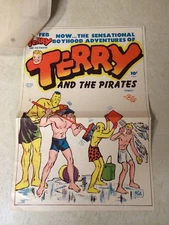 TERRY and the PIRATES #8 comic COVER ART proof 1947 RARE w/INVOICE CANIFF HARVEY