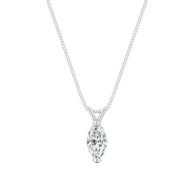 1/2 kt Marquise Lab Created gewachsener Diamant Anhänger Halskette 14 K Weißgold Kostenloser Versand