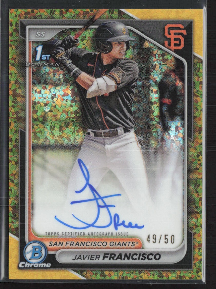 2024 BOWMAN CHROME 1ST AUTO Gold MINI DIAMOND REFRACTOR JAVIER FRANCISCO /50