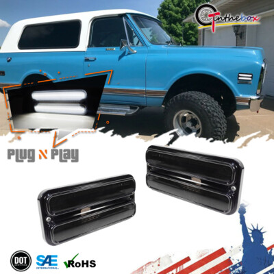 White LED Front / Rear Fender Side Marker Lights For 1968-1972 Chevy & GMC Truck