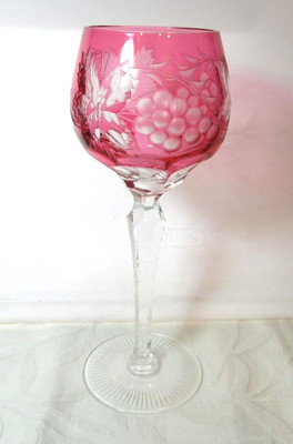 Pasco PAS2 *Ruby Cut-To-Clear Crystal Water/Wine Goblet*  8 1/2''  Germany EXC