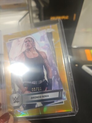 2025 Topps Chrome WWE - Gold Geometric Refractor #159 Bronco Nima #8/50