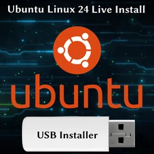 Ubuntu Linux 24 Operating System Distribution 64-Bit Bootable Install Live PC