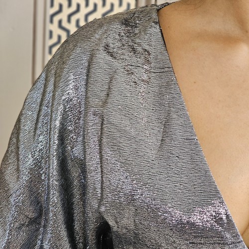 Halpern Start- und Landebahnzug silberne Bluse Maxi langes Kleid WAS £ 2151 FR 36 UK 8 - Bild 10 von 24