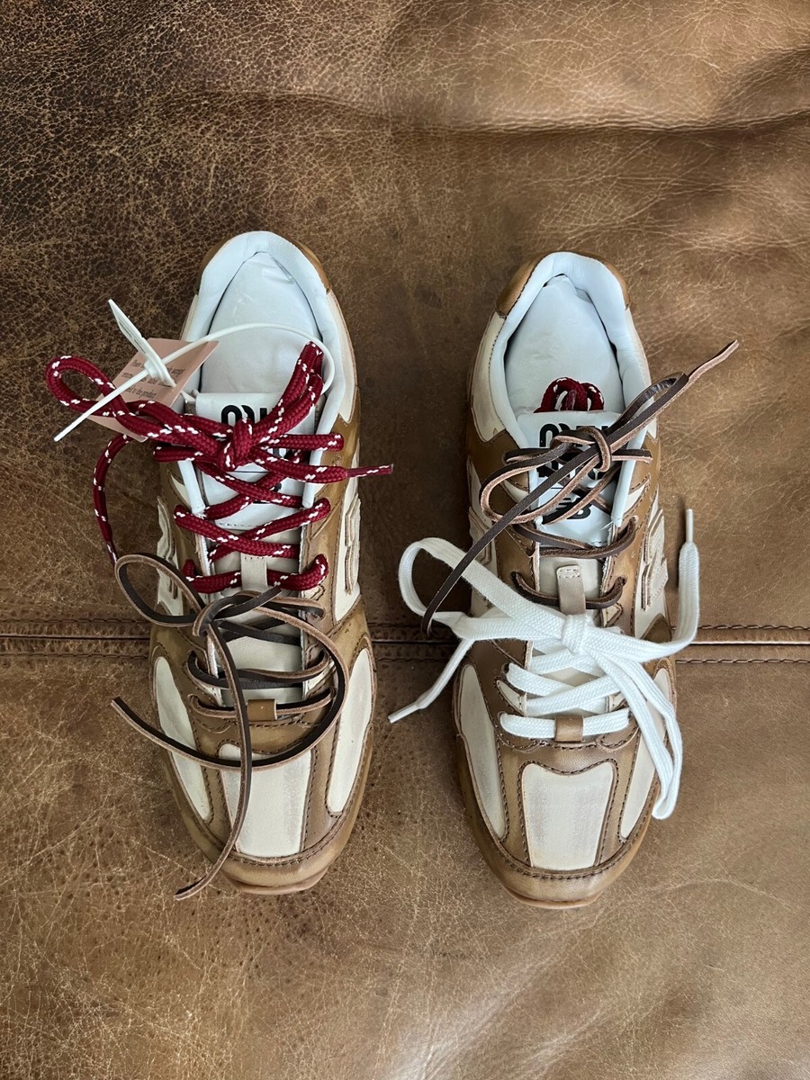 Miu Miu x New Balance 530 SL Deco Brown Leather Sneakers 36/ 38 6