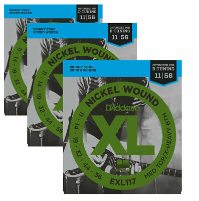 3 x Saiten für E-Gitarre, Drop D Tuning 11-56. 3 Päckchen D'Addario EXL117