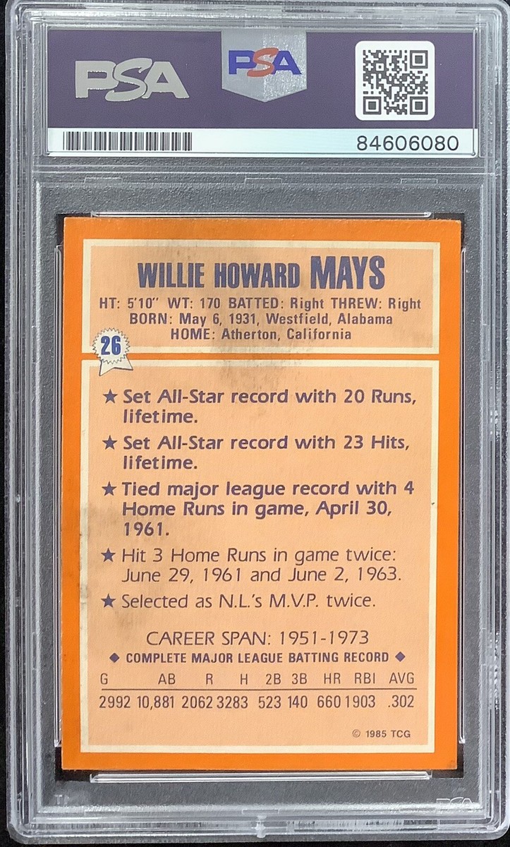 Willie Mays Signed 1985 Topps Collectors #26 Baseball Card Giants