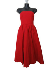 Reformation size 6 Strapless Buttercup Dress Fit Flare Full Cherry Red NEW $278