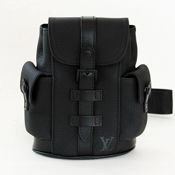 Christopher backpack leather bag Louis Vuitton Black in Leather