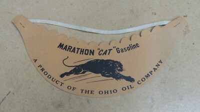 Marathon Gasoline ''CAT'' Ohio Oil Company Serviceman Advertising Visor NOS