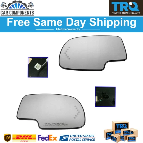 TRQ Mirror Fits Glass Heated w/ Turn Signal & Set For 2003-07 Chevy GMC Cadillac